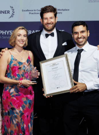 The renal physiotherapy team—Phoebe Lynch-Grant, Jeremy Bottega and Jonathon Pearce. Photo: courtesy of the Northern Territory Government